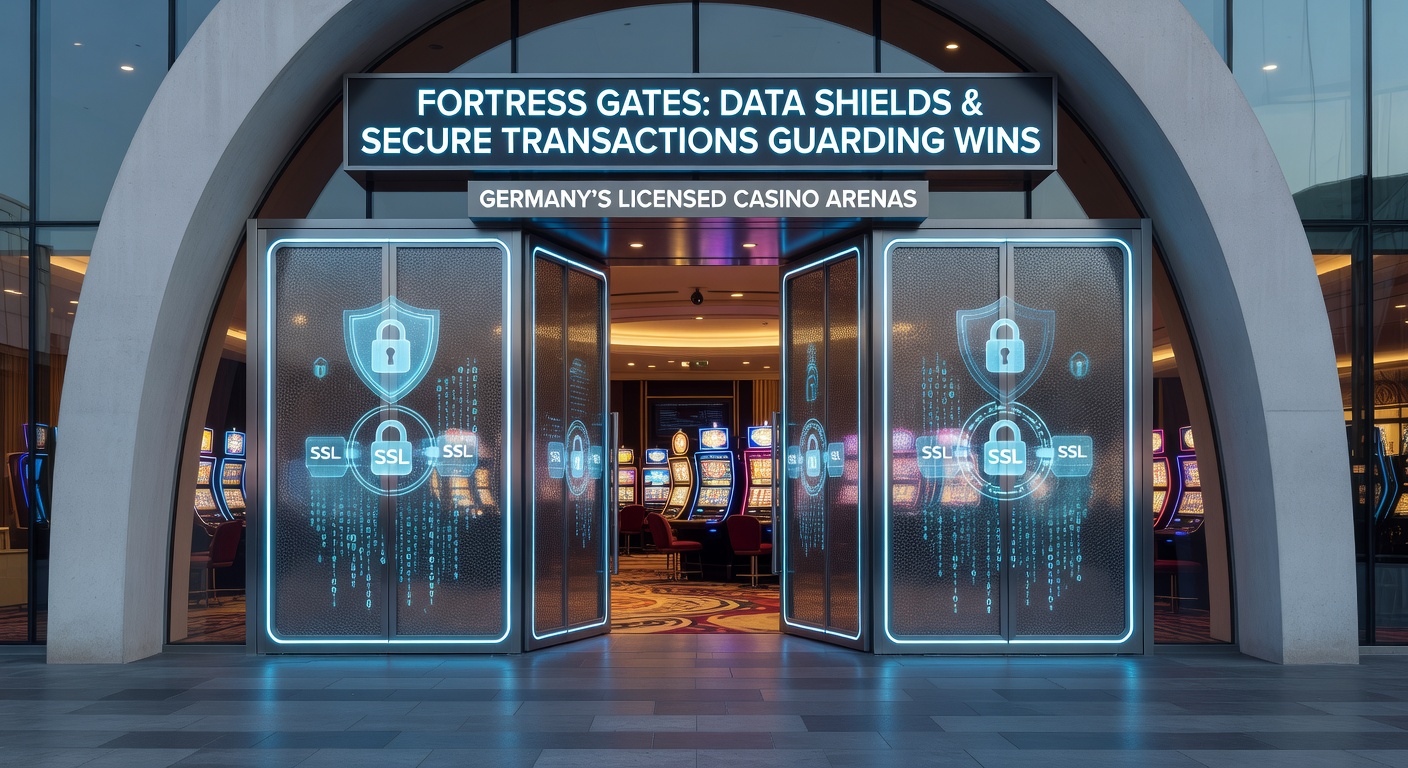 Digitale Festung mit Schilden und Schlössern, die Casino-Daten und Transaktionen in Deutschland schützen